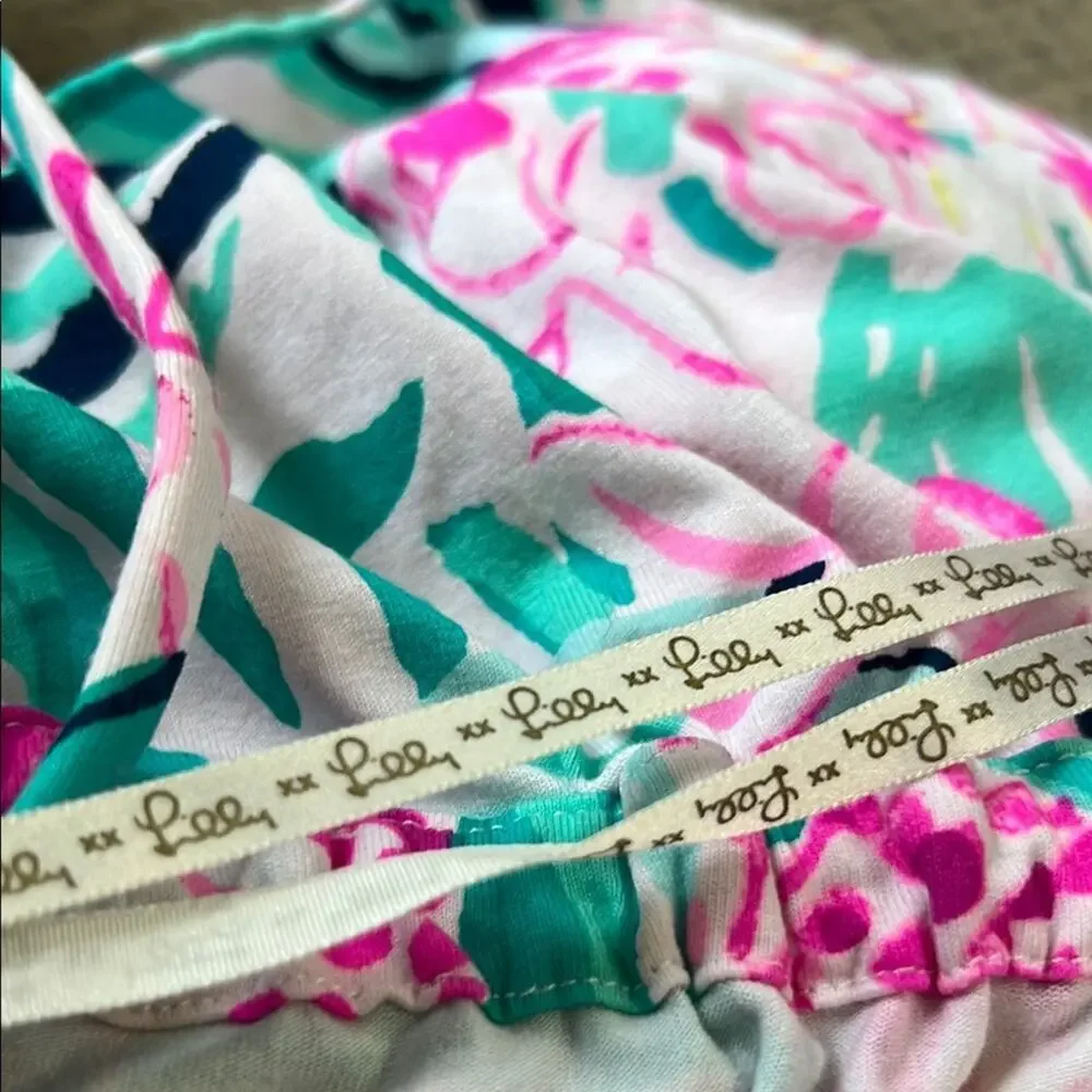 Lilly Pulitzer Floral Dress swim cover with Ruffle Detail beach new NWOT size sm